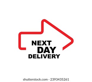 next day delivery sign on white background