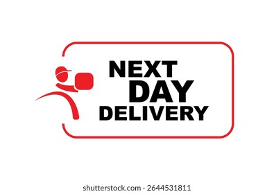 next day delivery sign on white background