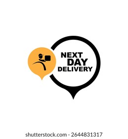 next day delivery sign on white background