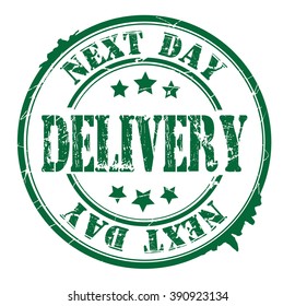next day delivery stamp on a white, vector illustration