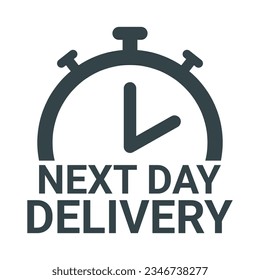 Next Day Delivery sticker with Clock icon vector illustration