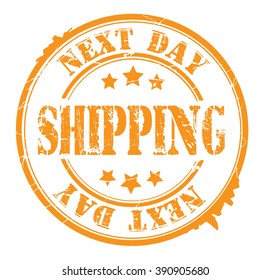 next day shipping stamp on a white, vector illustration 