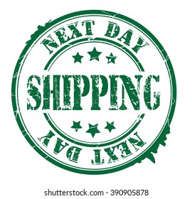 next day shipping stamp on a white, vector illustration 