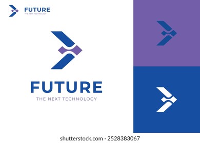 O próximo design do ícone do logotipo digital futuro com o símbolo vetorial do conceito do logotipo do pixel para o modelo do logotipo da tecnologia futurista