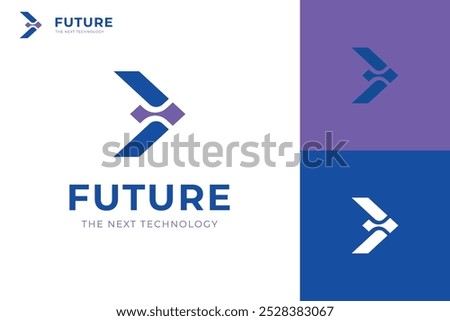 The next digital future logo icon design with pixel logo concept vector symbol for futuristic technology logo template