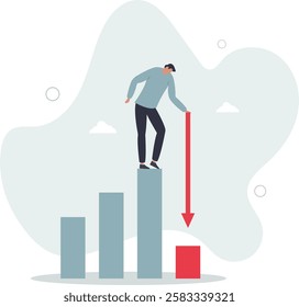 Next economic recession forecast or prediction, stock market decline or revenue decrease, low performance or GDP falling down concept.flat character life .