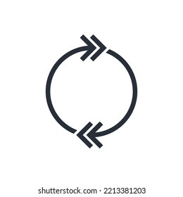  Next, enter, swipe, scroll button. Vector linear icon isolated on white background.