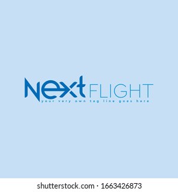 Logo del próximo vuelo, diseño abstracto de la luz de minimalismo 