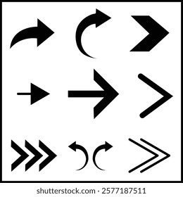 Next and Forward Arrow icon.Arrows vector collection. Arrow. Black arrows icons. Cursor. Different arrow signs.
