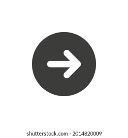 Next or forward button concept. Direction arrow icon. White arrow and black circle.