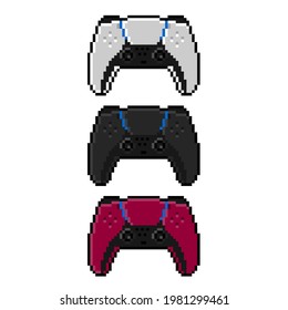 Next Generation Black Midnight Cosmic Red New Modern Wireless Video Game Console Controller  Set 8bit Pixel Art