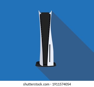 Next Generation console game station on a colour background with shadow. Vector icon illustration for social media and email marketing. EPS10.