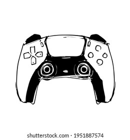 Next Generation Video Game Console Controller Hand Drawn Illustration Doodle Sketch