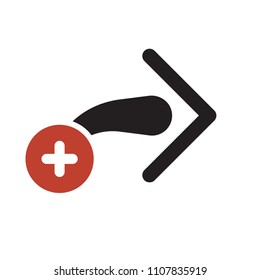 Next icon, arrows icon with add sign. Next icon and new, plus, positive symbol. Vector illustration