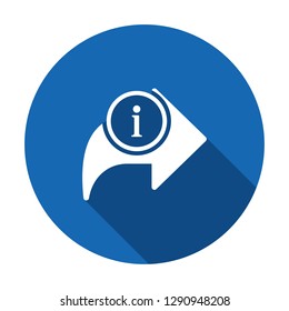 Next icon, arrows icon with information sign. Next icon and about, faq, help, hint symbol. Vector illustration