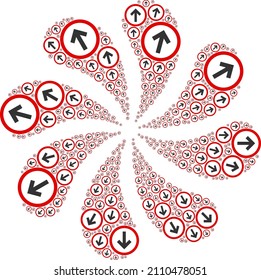 Next icon centrifugal twist petals fireworks shape. Rotation twist done using random next icons.