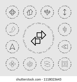 Next icon. collection of 13 next outline icons such as move, arrow, navigation arrow, play back, arrow up. editable next icons for web and mobile.