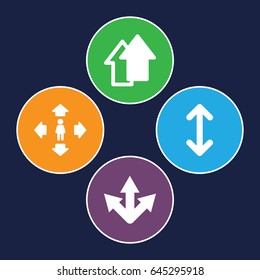 Next icons set. set of 4 next filled icons such as man move, arrow up