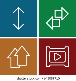 Next icons set. set of 4 next outline icons such as play, arrow up