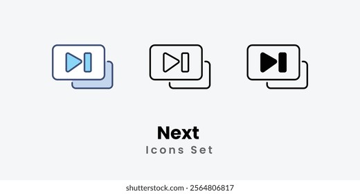 Next Icons thin line and glyph vector icon stock illustration