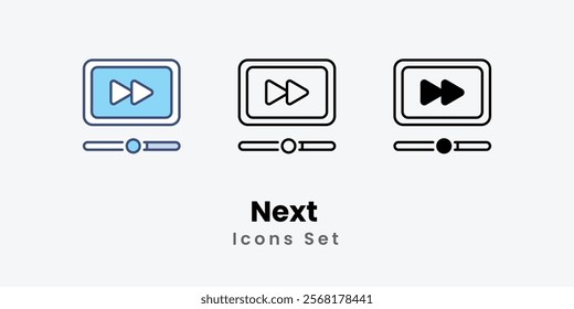 Next Icons thin line and glyph vector icon stock illustration