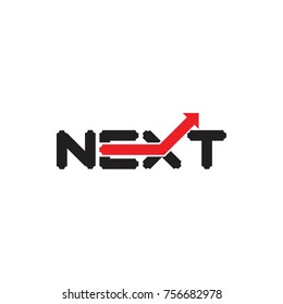 NEXT letter with up arrow logo design vector