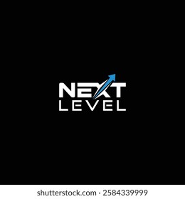 Next Level arrow growth icon vector illustration with black background.