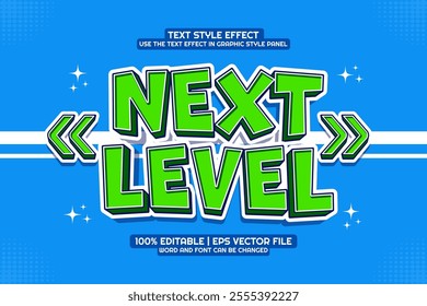 Next Level Game Editable text Effect 3D Cartoon style