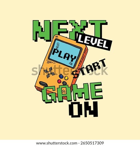Next Level Game on console vector graphic design