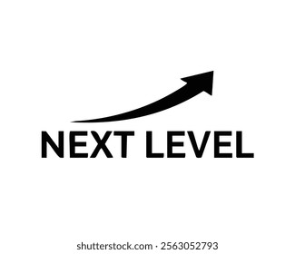 Next Level Icon - Black Text with Upward Arrow for Growth and Progress Concept