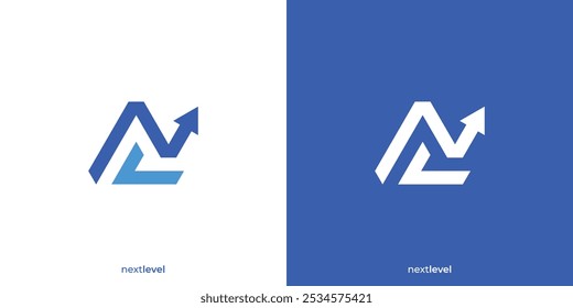 Logotipo del siguiente nivel. Letra N y flecha hacia arriba con estilo minimalista. Diagrama Contabilidad Crecimiento financiero Logo, Icono, Símbolo, Vector, Inspiración de diseño.