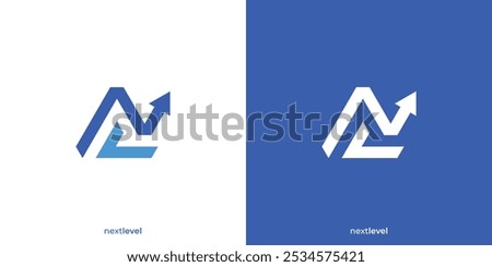 Next Level Logo. Letter N and Arrow Up with Minimalist Style. Diagram Accounting Financial Growth Logo, Icon, Symbol, Vector, Design Inspiration.