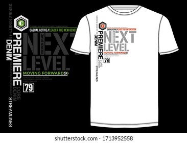 Der nächste Level stylische Typografie-Slogan für T-Shirt. Führer der neuen Generation.  Abstraktes Design mit Linienstil. Vektorillustration drucken, Typografie, Poster. Globale Armbanduhren.
