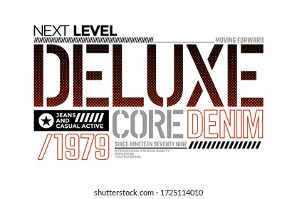 Slogan de tipografía elegante de siguiente nivel para camisetas. Avanzando. Diseño abstracto con el color gris y el estilo de las líneas. Impresión vectorial, tipografía, afiche. Swatches globales.