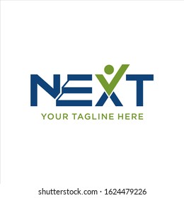 Next logo design with staircase shape, isolated on white background, vector illustration
