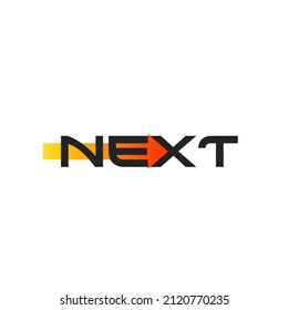 Next logo with orange arrow formed from the letters X and E
