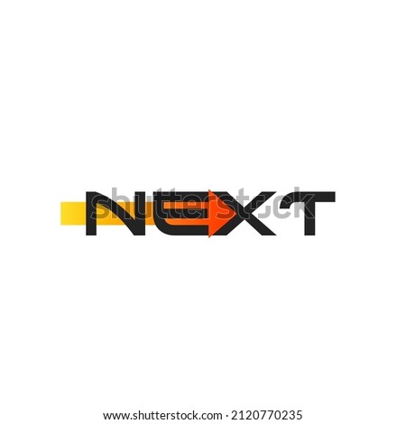Next logo with orange arrow formed from the letters X and E