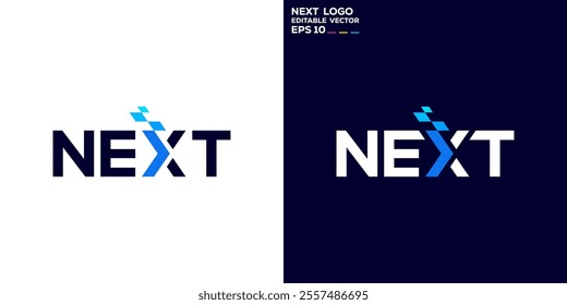 Next modern logo. Arrow, fast, typography, font. Icon symbol design template EPS 10.