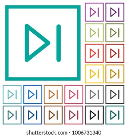 Next movie flat color icons with quadrant frames on white background