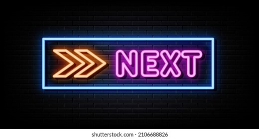 Next neon sign. design element. light banner. 