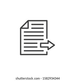 Next page arrow line icon. linear style sign for mobile concept and web design. Document file with arrow outline vector icon. Symbol, logo illustration. Vector graphics