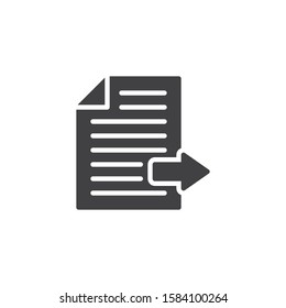 Next page arrow vector icon. filled flat sign for mobile concept and web design. Document file with arrow glyph icon. Symbol, logo illustration. Vector graphics