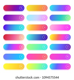 Next page  continue  search  browse  read more transition colorful button template  Flat action gradient buttons and text space  Web ui vector set
