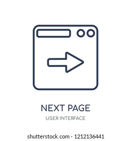Next Page icon. Next Page linear symbol design from User interface collection. Simple outline element vector illustration on white background.