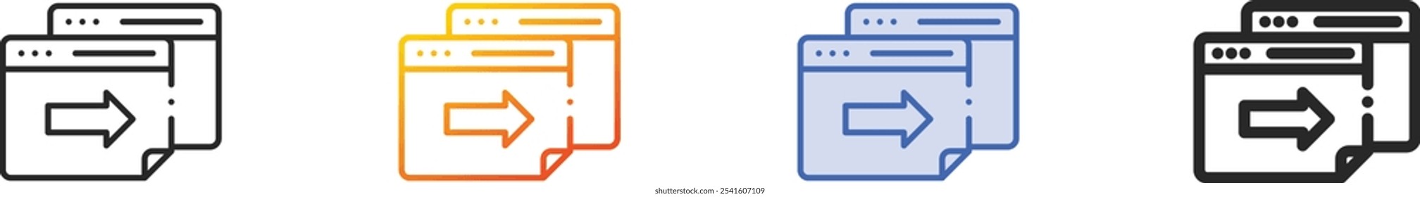 next page icon.Thin Linear, Gradient, Blue Stroke and bold Style Design Isolated On White Background