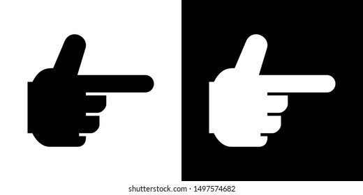 Next Pointer Finger. Glyph Icon in White and Black Version.