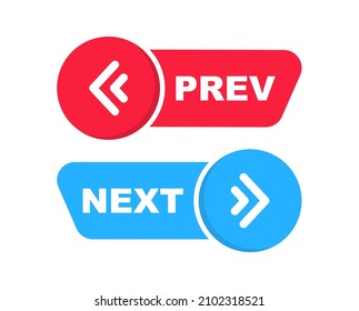 Next and previous button. Prev, next icon. Web buttons with arrows prev and next. Vector illustration.