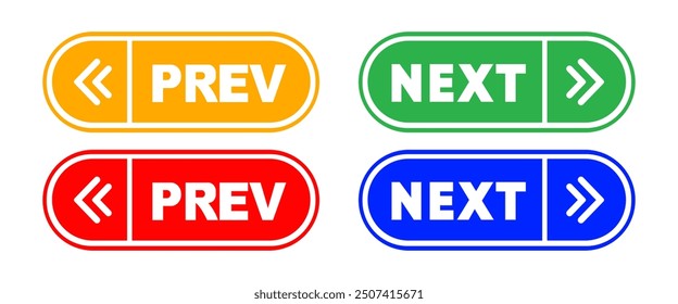 Next and previous button. Prev, next icon. Web buttons with arrows prev and next. Vector illustration.