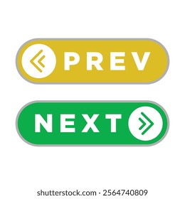 Next and previous button. Prev, next icon. Web buttons with arrows prev and next.