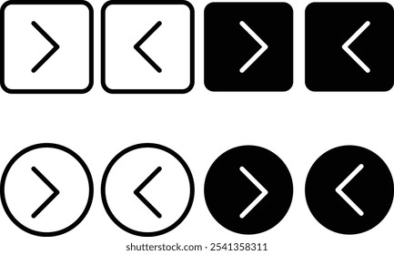 Next and previous icon set. Slider arrow button sign